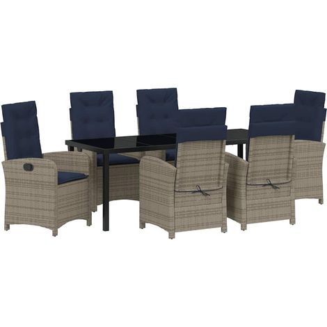 Maison Exclusive - Set da Pranzo per Giardino con cuscino 7 pcs Grigio polyrattan