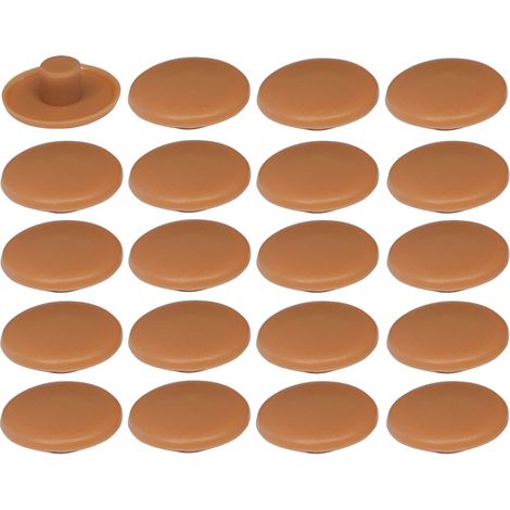20x Cache vis en plastique 4 x 2,7 x 11,8mm Confirmat Meuble Capuchon Bouchon Trou Protection Universel, marron chêne clair
