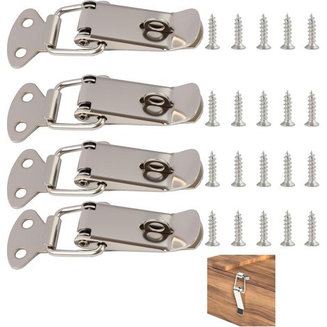 4 Pack 72mm Stainless Steel Toggle Locks with Screws - Heavy Duty Spring Clasp, Lever Lock with Locking Hole - Ratchet Lock for Box, Cabinet, Suitcase, Trunk - Maiso Security (1/5)
