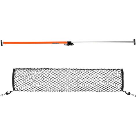 Mophorn Barra di Carico Regolabile 1016-1854 mm, Stabilizzatore in Acciaio con Piedini Antiscivolo, Rete e Supporto Estensibile per Cassoni di Pick-Up e SUV
