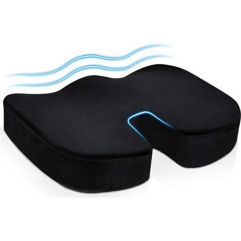 Coussin de siège ergonomique en mousse à mémoire – Anti-escarres – Soutien lombaire pour sciatique – Nettoyage facile avec fermeture éclair (1/5)