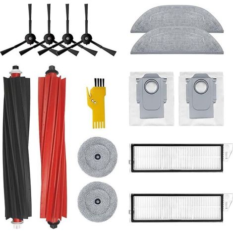 FOREHILLou Kit accessoires pour roborock S8 MaxV Ultra Robot Aspirateur Pices de Rechange 14 Paquets 1 Jeu de brosses roulantes, 2 filtres, 4 brosses latrales, 4 serpillires, 2 Sacs poussire