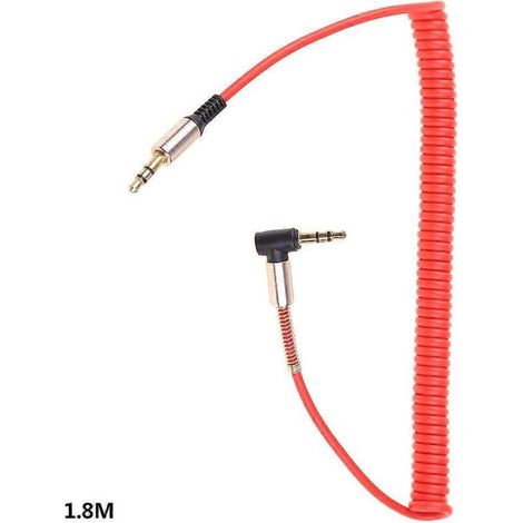 Câble Audio 3.5mm Mâle à Mâle avec Fil Élastique à Ressort pour Connexion AUX (1/4)