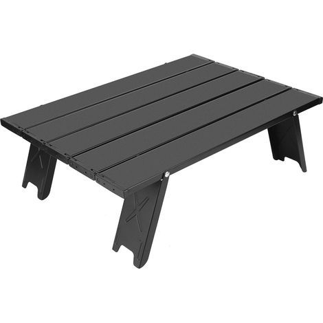 Mini table pliante en alliage d'aluminium pour extérieur camping BBQ pique-nique noir (1/5)