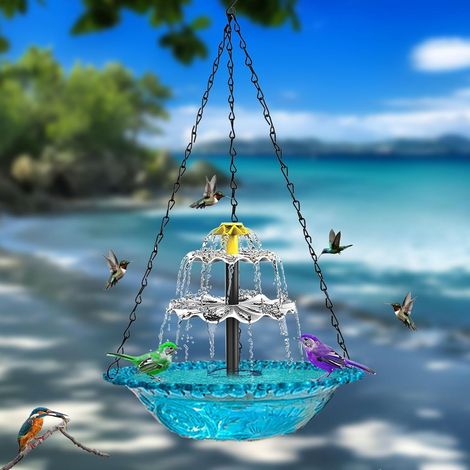 Hängender Solar-Vogeltränkebrunnen 3-lagig, 9,84''W Vogeltränkeschale mit solarbetriebener Pumpe für den Außenbereich, Garten, Hinterhof, Terrasse, Rasen (1/5)