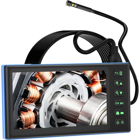 Endoscopio de doble cámara, pantalla IPS de 7 pulgadas, 6 LED, 1080p, cámara tipo serpiente impermeable IP67, 2 megapíxeles, tarjeta TF (1/5)