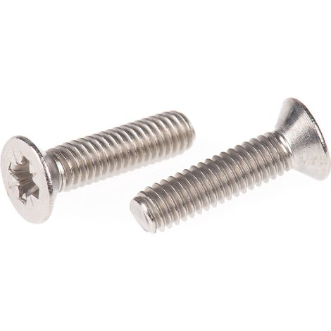 Vis à métaux RS PRO M4 à tête Fraisée Pozidriv en Acier Inoxydable, 16mm ( Prix pour Boîte de 100 )