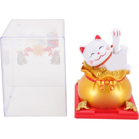 Chat porte-bonheur à bras agité, en ABS, à énergie solaire, symbole de richesse et de prospérité. Décoration idéale pour la maison, la voiture, le bureau ou comme cadeau de pendaison de crémaillère. C (1/5)