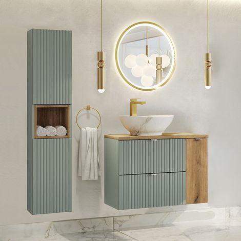 Set di mobili da bagno con lavabo Jade verde 80cm