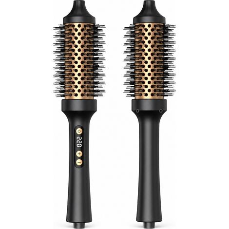 Brosse chauffante à boucler avec écran LED, température réglable, double PTC, noir et doré, version américaine (1/5)