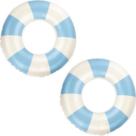 2 Stück blau-weiß gestreifte Schwimmringe, Auftriebsringe