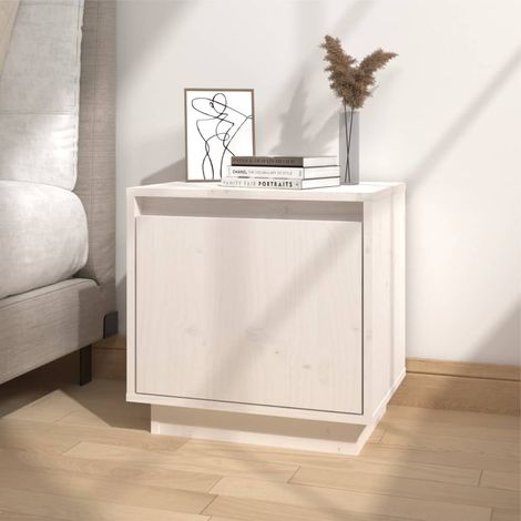 Table de chevet - Bout de Canapé Armoire De Rangement Blanc 40x30x40 cm Bois de pin solide BV743284 - BonneVie (1/5)
