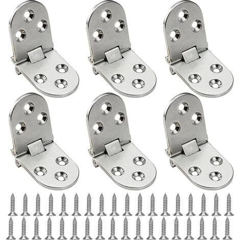 Charnière Plate,Charnière Pliante 6 Pièces Charnière Flip Alliage Charnière Matériel Maison Charnières de Table Pliantes en Zinc Argent Charnière Invisible Montage de Meubles (1/5)