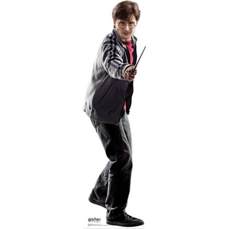 Figurine en carton Harry Potter avec baguette magique en tenue de ville Harry Potter Hauteur 92 CM (1/5)