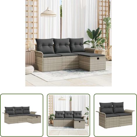 vidaXL Conjunto de sofá de jardín 4 uds. Poliratán (1/5)