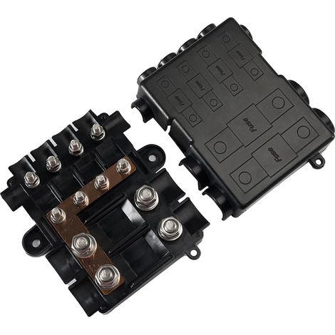 Offgridtec Portafusibili per 2 mega + 4 fusibili Midi, con busbar, alloggiamento in poliammide con coperchio, robusto fusibile di distribuzione dell'alimentazione per circuiti alti e medi (1/5)