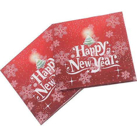 Lot de 40 serviettes de table délicates sur le thème de Noël, avec un joli motif de flocons de neige imprimés. Idéales pour les fêtes à la maison et le Nouvel An (rouge). (1/4)