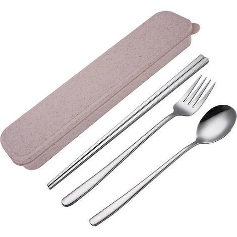 Ensemble de 4 pièces en acier inoxydable (baguettes, fourchette et cuillère) avec boîte - Couverts portables (1/3)
