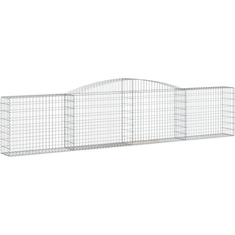 Cerca de jaula de gaviones Muro de contención arqueado 400 x 30 x 80/100 cm hierro galvanizado Plata 020040082