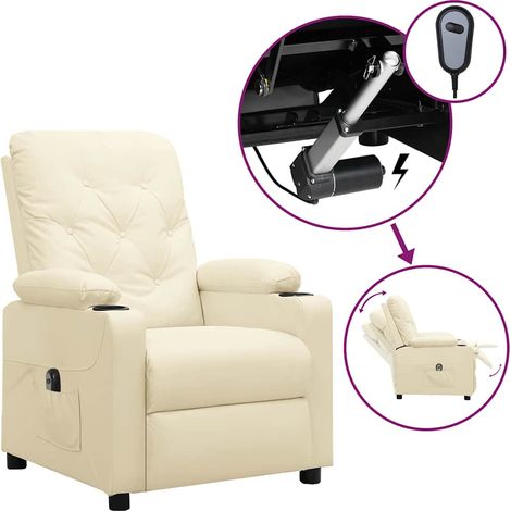 Fauteuil Relax inclinable - Fauteuil Salon électrique Crème Similicuir BV872446 - BonneVie (1/5)
