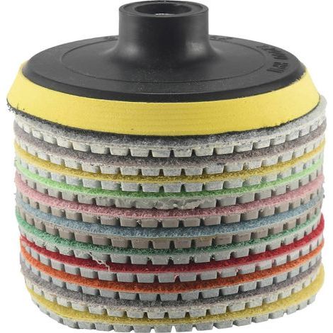 12 disques de polissage diamantés pour ponçage à sec ou humide, pour machine à polir la pierre, le béton et le marbre. (1/5)