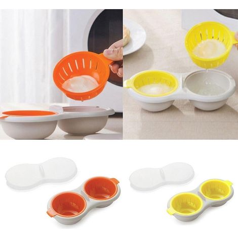 Cuiseur à œufs pour micro-ondes, ustensiles de cuisine de qualité alimentaire, cuiseur à œufs double tasse, ensemble de cuisson à la vapeur pour micro-ondes