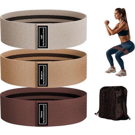 Elastique Musculation Lot de 3 Niveaux de Force Bande de Résistance Bandes de Résistance en Tissu Tricoté-pour Musculation，Fitness，Yoga，Pilates (1/5)