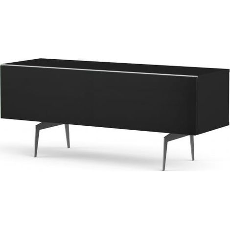 Meuble TV tissu acoustique et mélaminé noir pieds métal Cairns 120 cm (1/5)