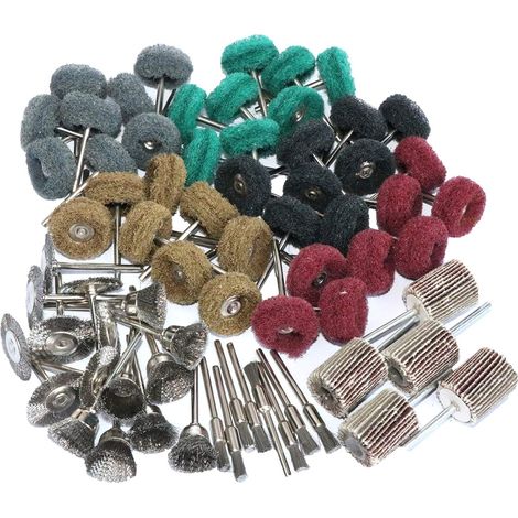 Set mit 69 Edelstahlbürsten für elektrische Schleifmaschinen, 3 mm Schaftdurchmesser, geeignet für elektrische Schleifmaschinen.
