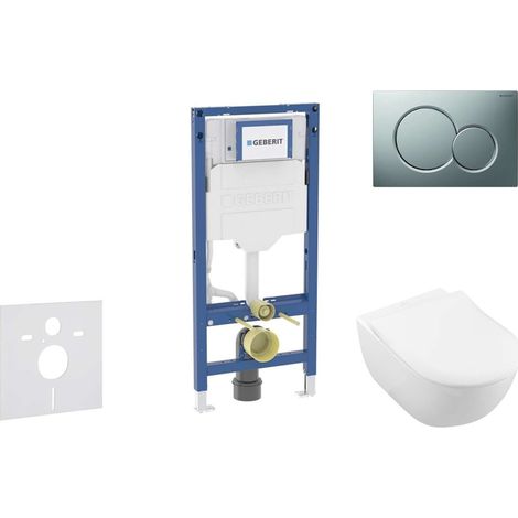 Geberit Duofix - Set per installazione pre- parete, vaso Subway 2.0 e sedile softclose, pulsante Sigma01, cromo opaco SANI11CK2110