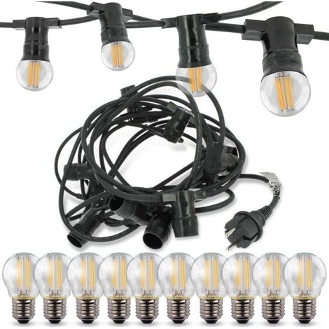 Guirlande Guinguette Extérieur 15M, Guirlande Lumineuse Exterieure avec 25+1 G40 LED Ampoules IP45 Imperméable, Blanc Chaud Chaîne Lumiere Exterieur pour terrasse, mariage, Noël