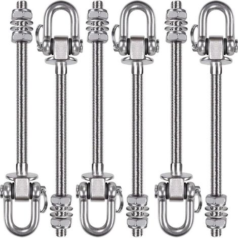 Robuster Edelstahl-Aufhänger – Tragkraft 300 kg – 23,5 cm × M10 – Für Hängematten, Yoga, Boxsäcke – 6er-Pack