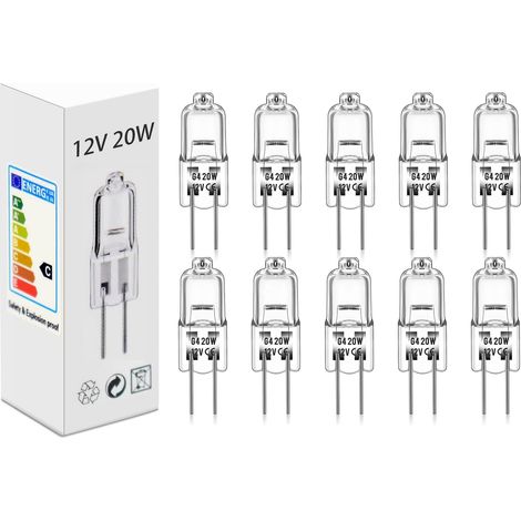 10 Ampoule G4, Halogène 12V 20W, Dimmable, Blanc Chaud 2800K, Pour Lustre Et Éclairage Cuisine (1/5)