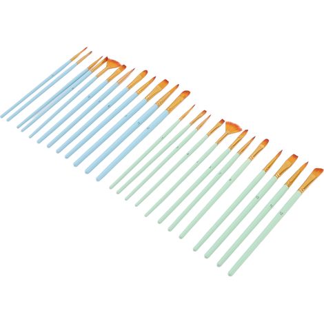 12 Pinceaux en Nylon pour Peinture à l'Eau, Manche en Bois Coloré, Parfaits pour Artistes, Loisirs Créatifs et Travaux Manuels (1/5)