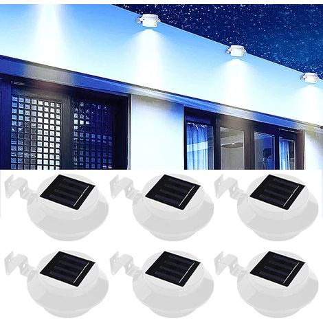 Solarlampen für Außen, LED Solar Dachrinnenleuchten Dachrinne Gartenhof Wandleuchte, wasserdichte Sicherheitslampe [Energieklasse A +++] (6 Stück, Reinweiß) (1/5)