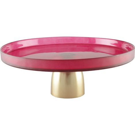 Plat à Gâteau sur Pied en Verre Rouge - Plat à Tarte Design Chic - 21 x 21 x 8 cm - PANGIVO (1/5)