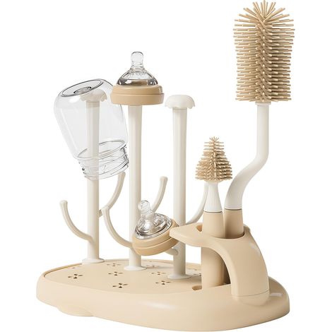 Babyflaschentrockner mit Reinigungsbürste, Abtropfgestell für Babyflaschen, Babyflaschentrocknerbaum, abnehmbarer Babyflaschentrockner, Flaschentrocknergestelle zum Trocknen von Schnullern, Babyflasch