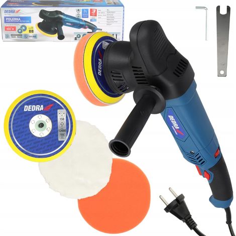 Ponceuse-lustreuse roto-orbitale, électrique, puissance 900W, vitesse de rotation 1500-4500 tr/min, deux plateaux interchangeables 125/150mm, long câble d'alimentation (1/5)