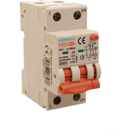 RCBO Interruttore Magnetotermico Differenziale Con Doppia Leva Tipo A - SI Curva B 2P 2M 6000A 300mA, Diagnostica Visiva, AC 230V IP20 IEC61009-1 PL8M2, Corrente Disponibili 6A 10A 16A 20A 25A 32A 40A