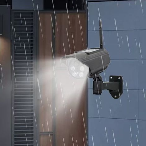 Projecteur solaire de sécurité extérieur avec caméra factice, lumière dissuasive (1/5)
