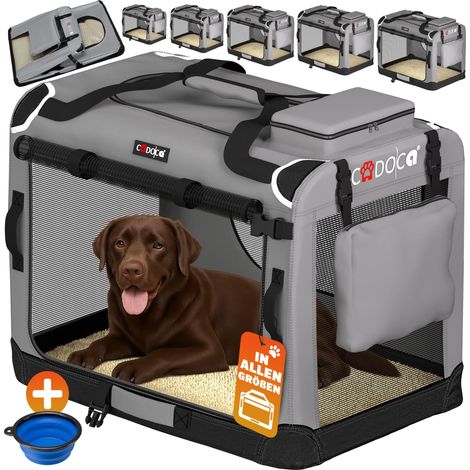 CADOCA Cage de transport pour animaux chien chat rongeur Respirant Pliable Sac de transport Matelas douillet Sac Panier XXL - Gris