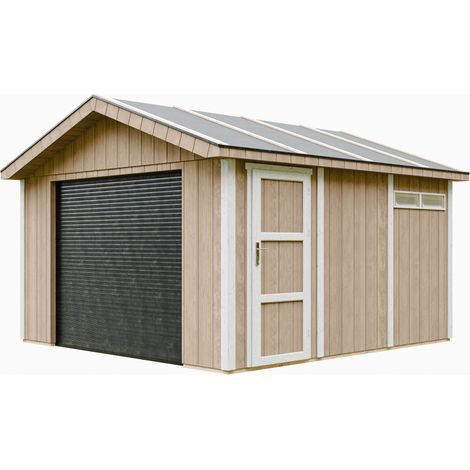 Timbela – Garage bois 13 m² – Dimensions L378 x l412 cm – Pour 2 motos ou vélos – Panneaux LP SmartSide résistants aux intempéries