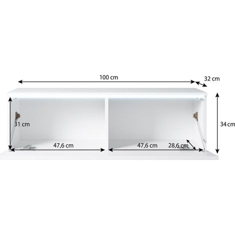 furnix tv lowboard Bargo w100 x h34 x t32 sans led white matt / glossy white (1/5)