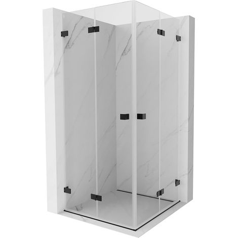 Mexen Lunar-F Duo cabina de ducha plegable 90 x 90 cm, transparente, negra - 836-090L-090P-70-00 (1/5)