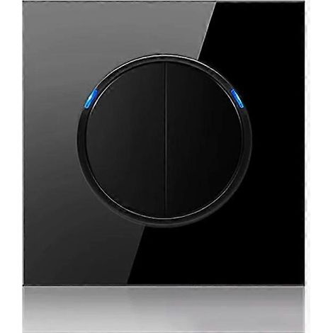 Panneau de commande rond à LED de 86 mm - Verre trempé noir, double commande (1/5)
