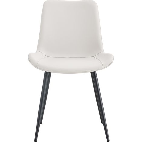 Silla De Comedor En Cuero PU, Asiento Ancho Y Respaldo Ergonomico, Patas Metalicas Antideslizantes, Blanco Y Negro (1/5)