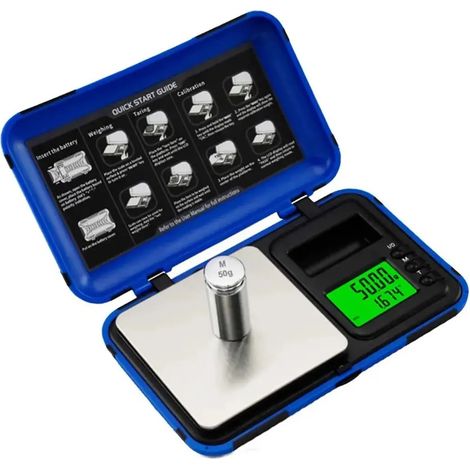 Balance de poche portable avec échelle d'étalonnage - bleu (1/5)