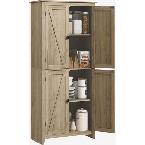 Design moderne en bois, meuble de cuisine 4 portes avec étagères réglables, rangement pratique pour cuisine (1/5)
