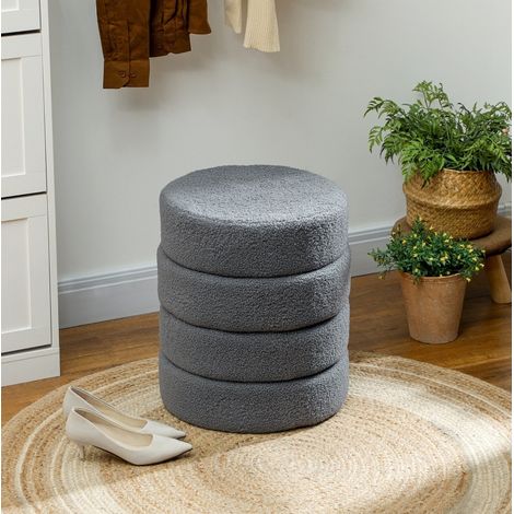 seduta rotonda 40x45 imbottita teddy grigio scuro OKMYHOME (1/5)
