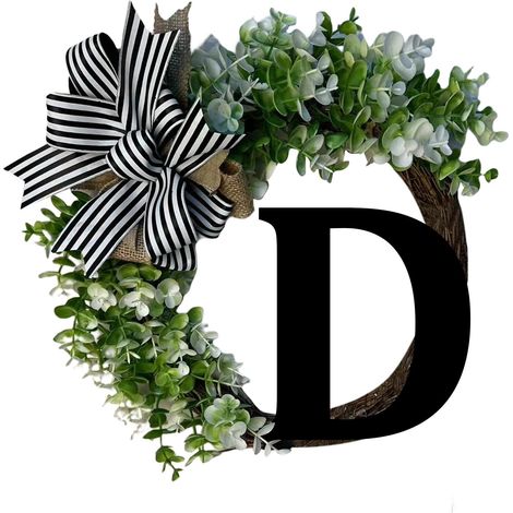 Wreath - Welcome Sign - Bois - 36 cm - Fausse Verdure - Ruban En Jute - Pour Porte D'Entrée Extérieure - 1 Pièce (1/3)